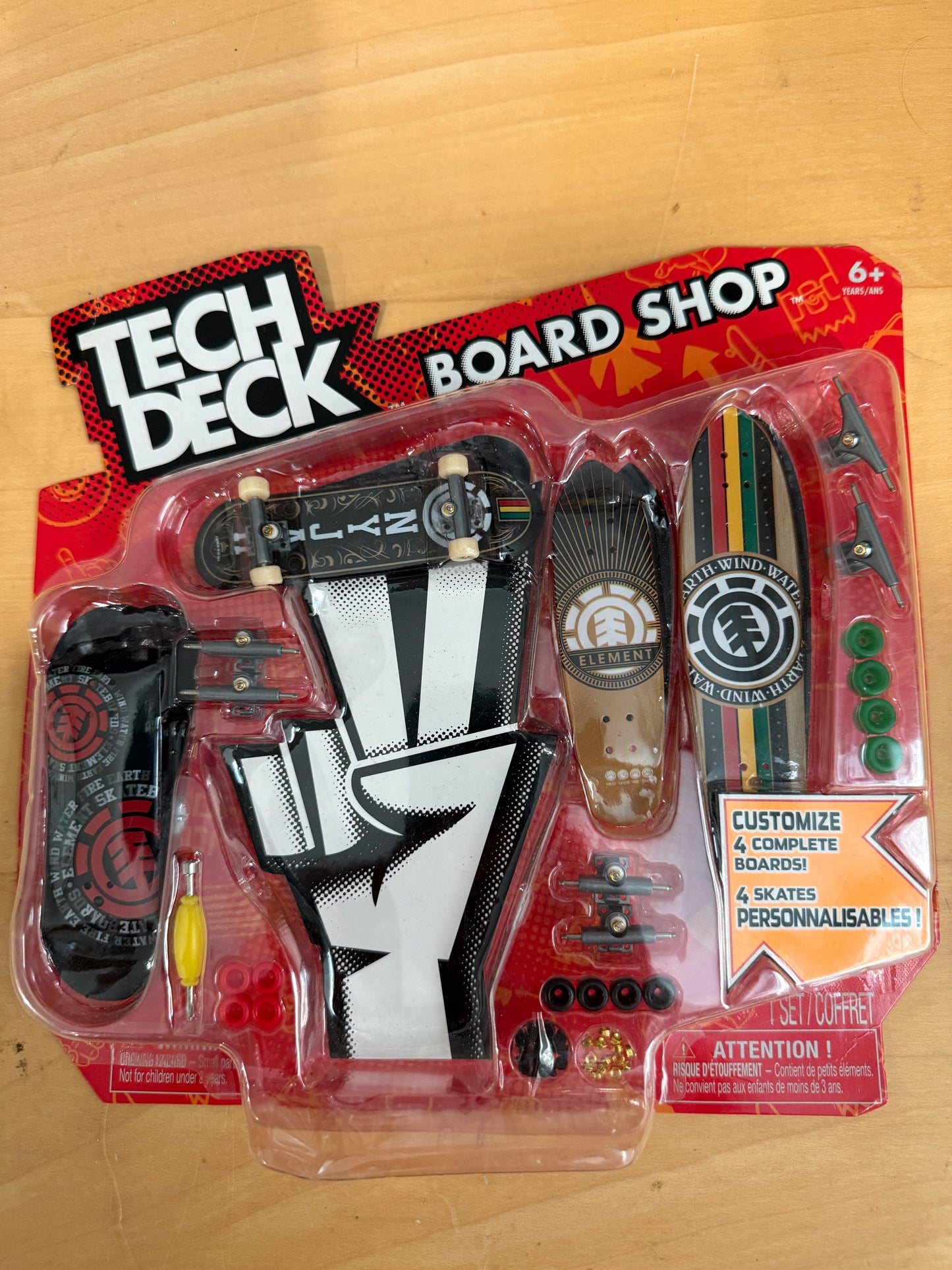 Vintage Tech Deck Board Shop Set – Element Graphics | 4 Complete 96mm Boards | Sealed