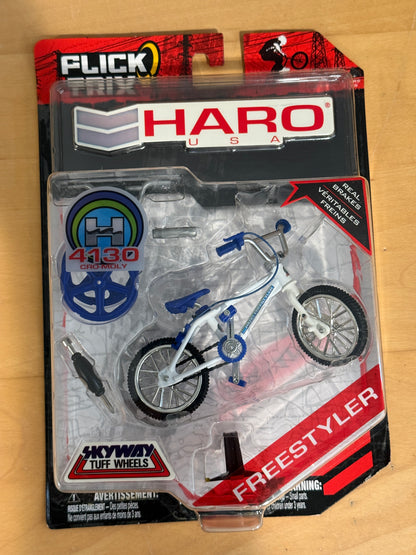 Flick Trix Haro Freestyler BMX Finger Bike 4130 Cro-Moly White Blue Sealed