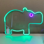 Neon Hippo Sign